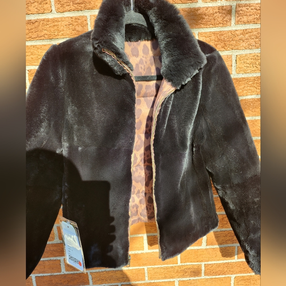 Luxurious Reversible sheared rabbit bomber size  med